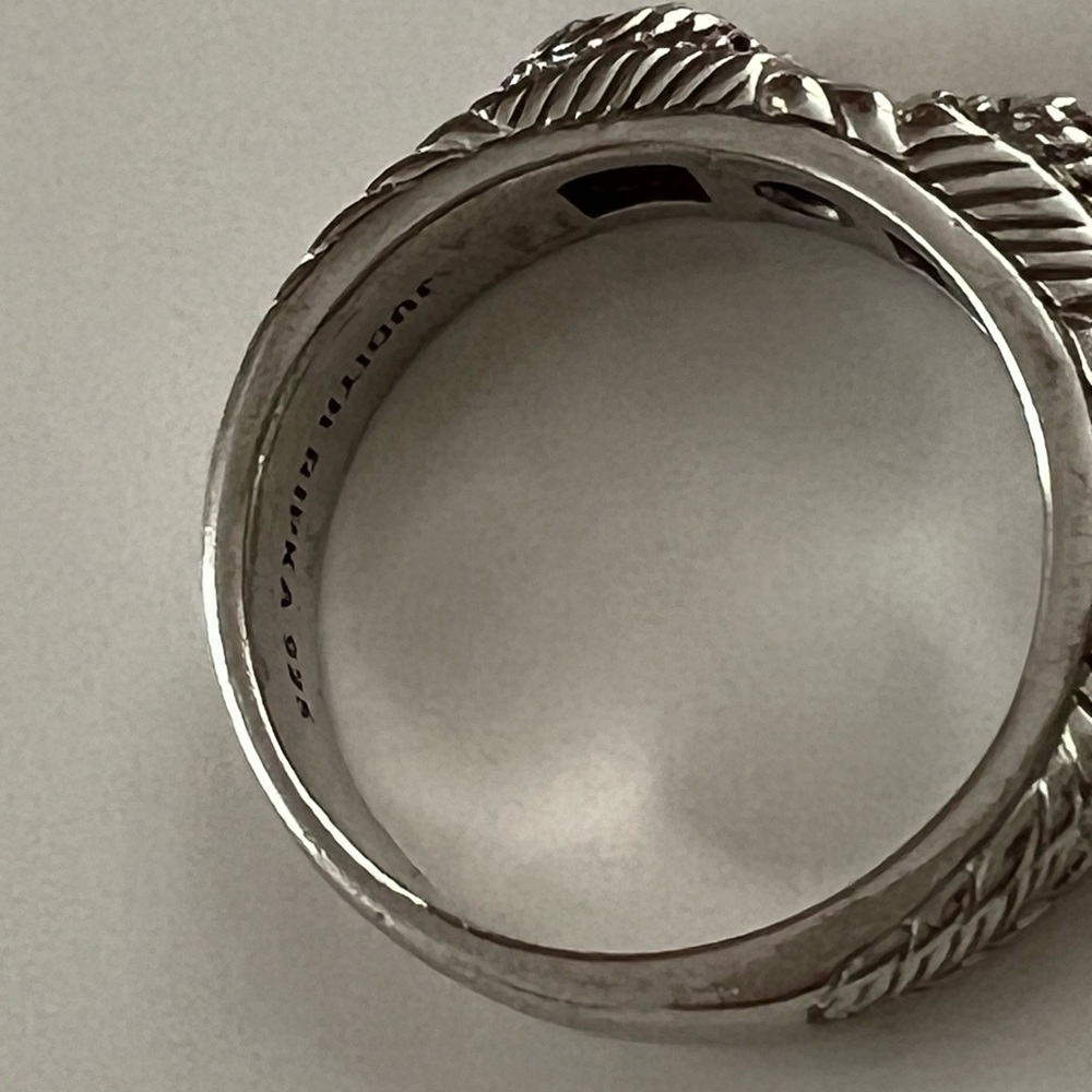 Judith Ripka 925 Sterling Silver 3 Stone Ruby Stacking Ring - Picture 9 of 14
